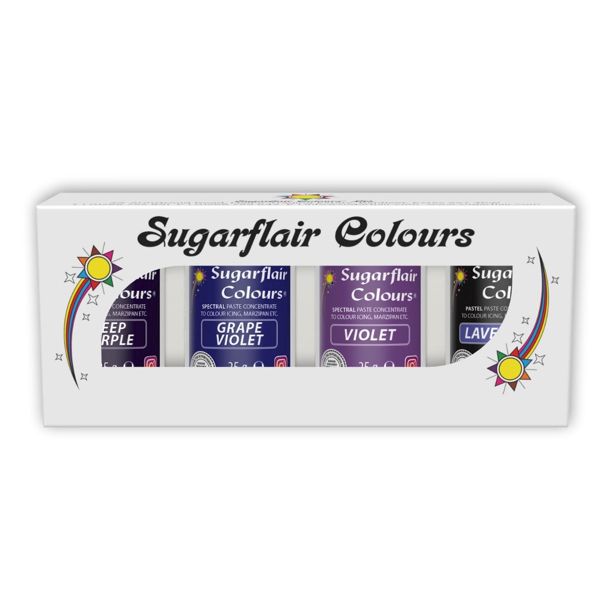 Sugarflair Paste Colour Mixed Purple Set/4