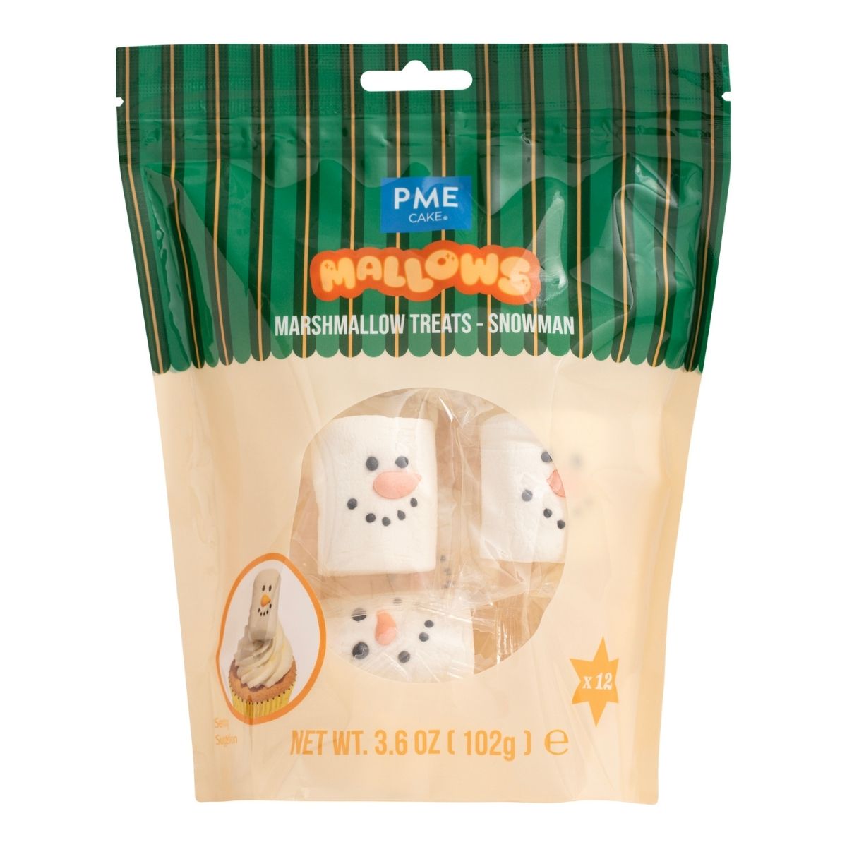 PME Christmas Marshmallow Decorations Snowman pk/12