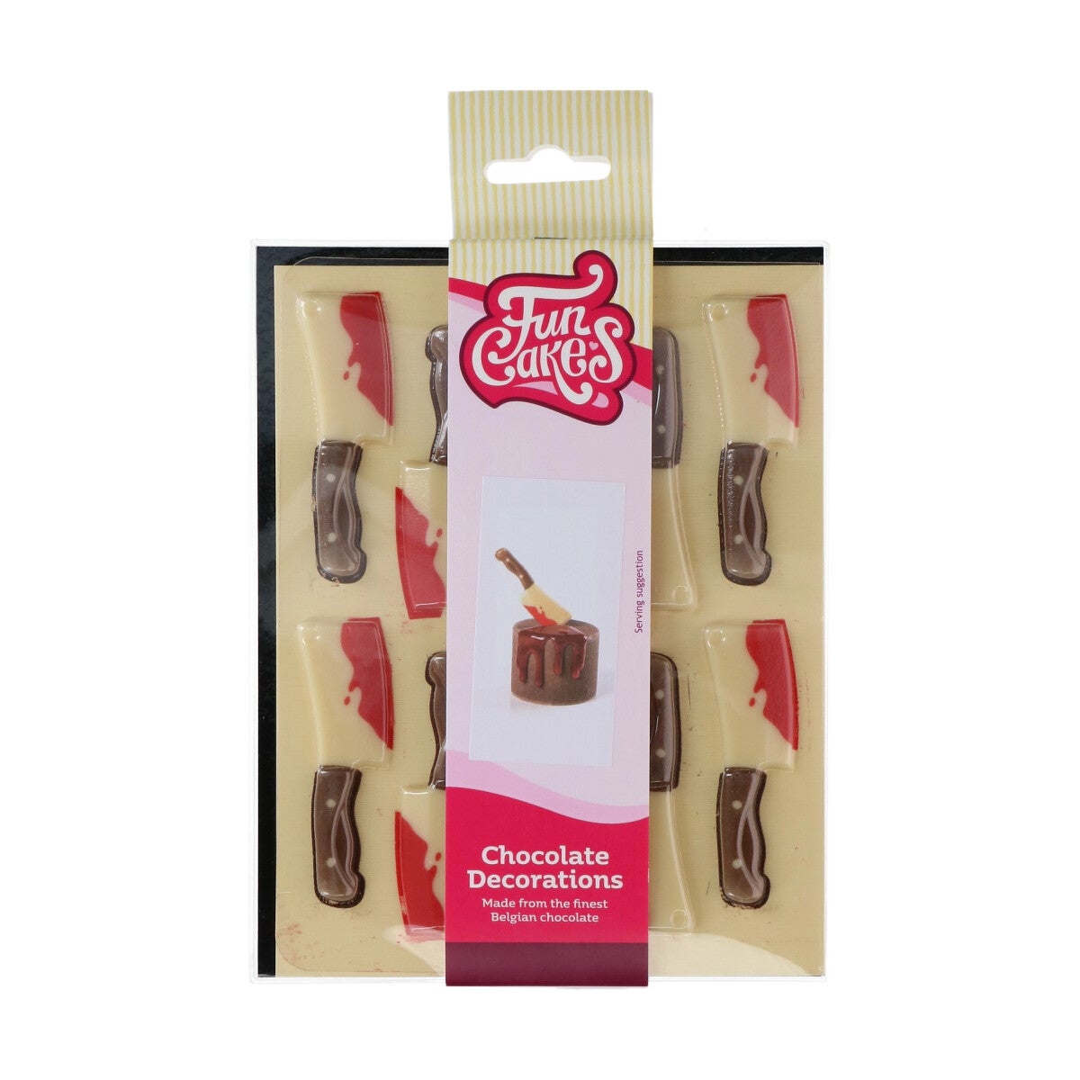 FunCakes Chocolate Decoration Halloween Bloody Knives set/10