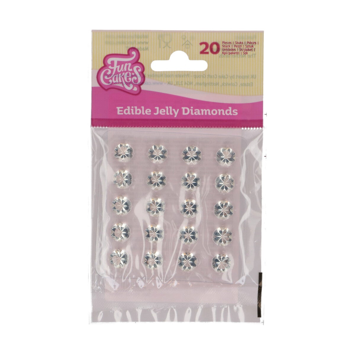 FunCakes Edible Jelly Diamonds Clear pk/20