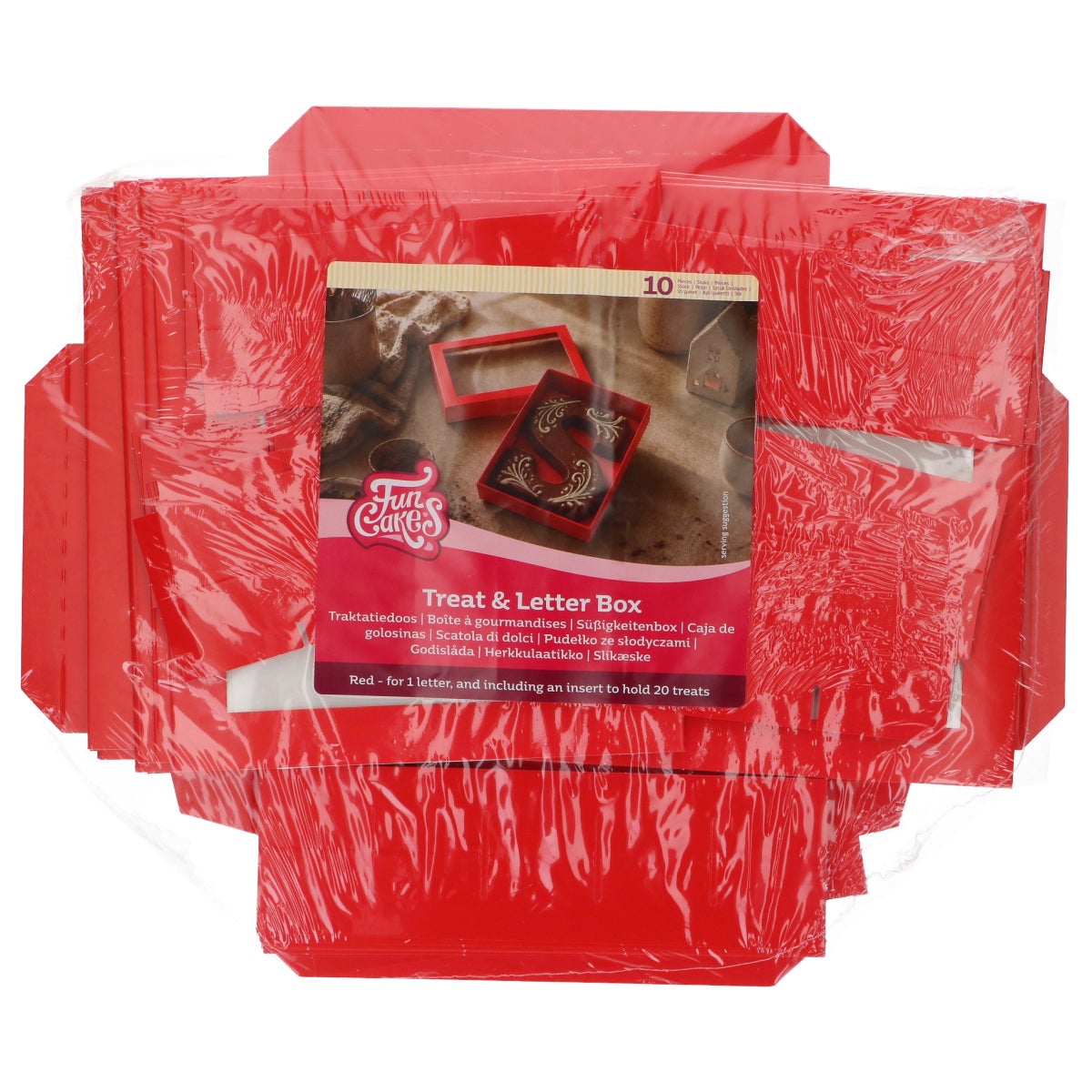 FunCakes Treat & Letter Box Red 20x14x3,5cm pk/10