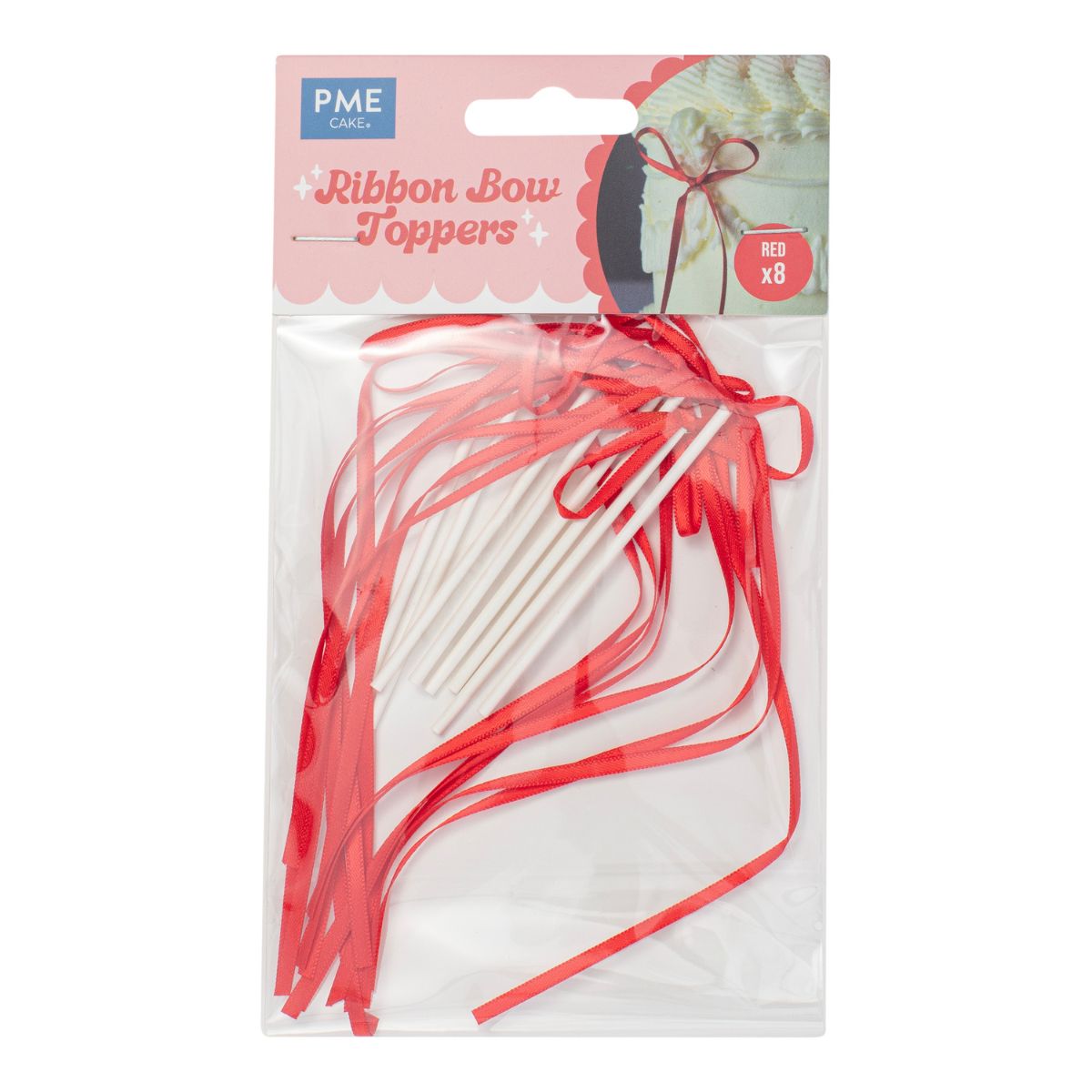 PME Ribbon Bow Toppers Red pk/8