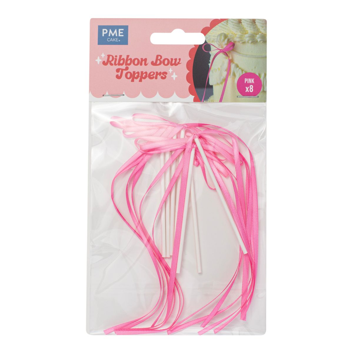 PME Ribbon Bow Toppers Pink pk/8