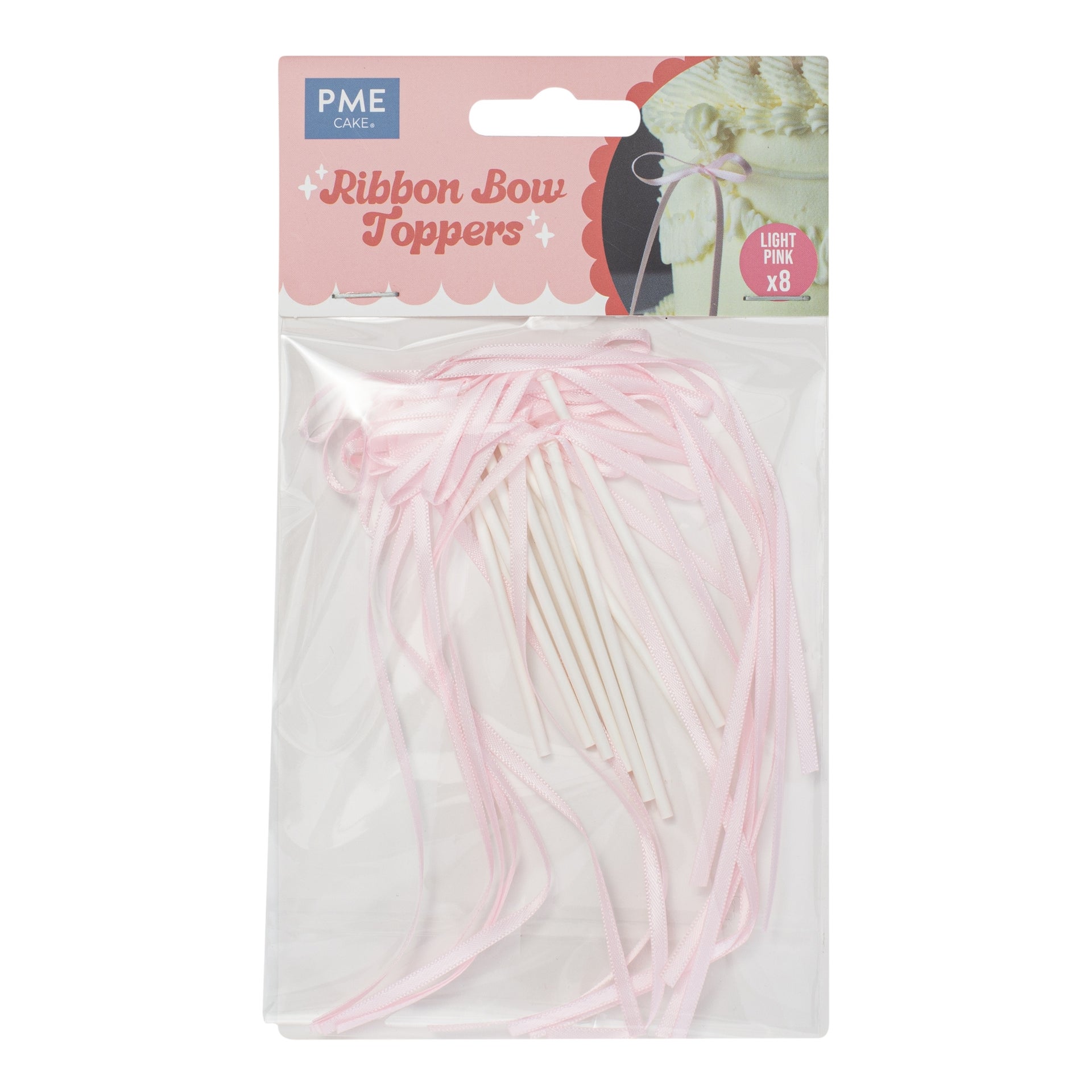 PME Ribbon Bow Toppers Light Pink pk/8