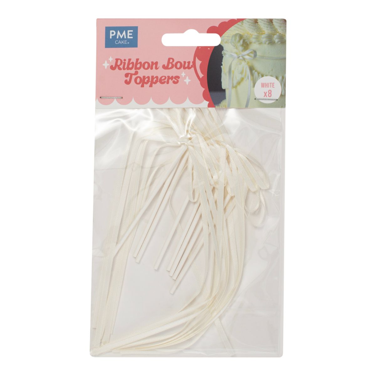 PME Ribbon Bow Toppers White pk/8