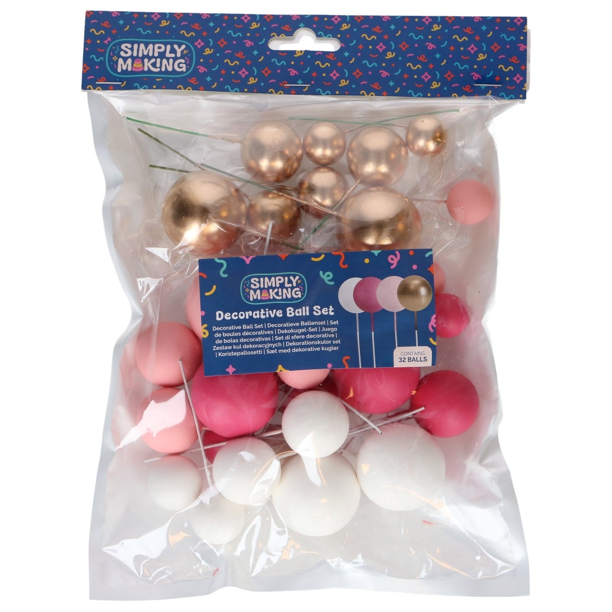 Simply Making Decorative Ball Set Hot Pink Ombre & Gold pk/32