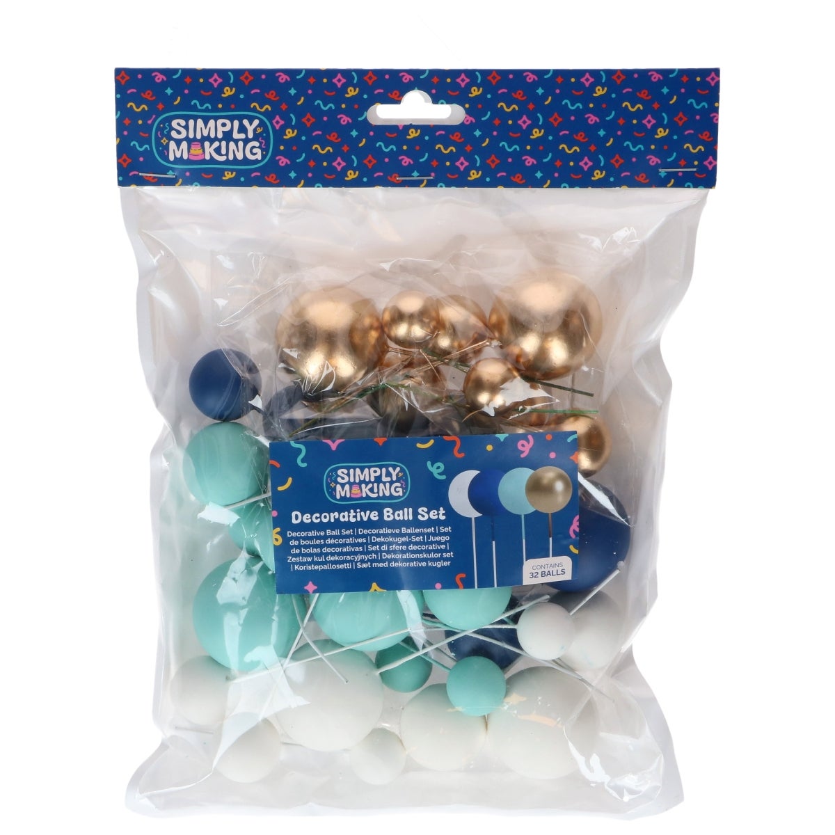 Simply Making Decorative Ball Set Blue Ombre & Gold pk/32