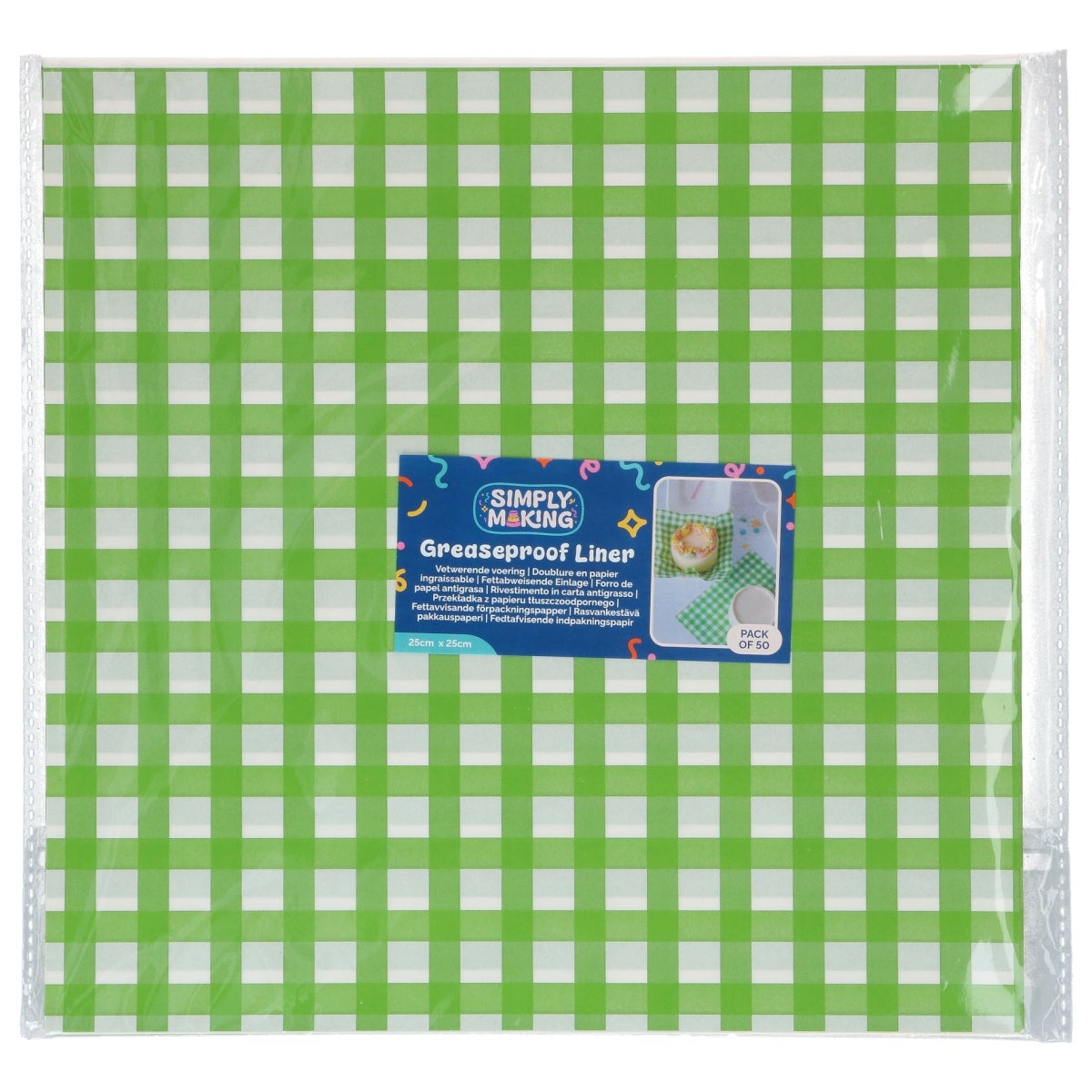 Simply Making Bento Box Liner Green Checkerboard 25x25 cm pk/50