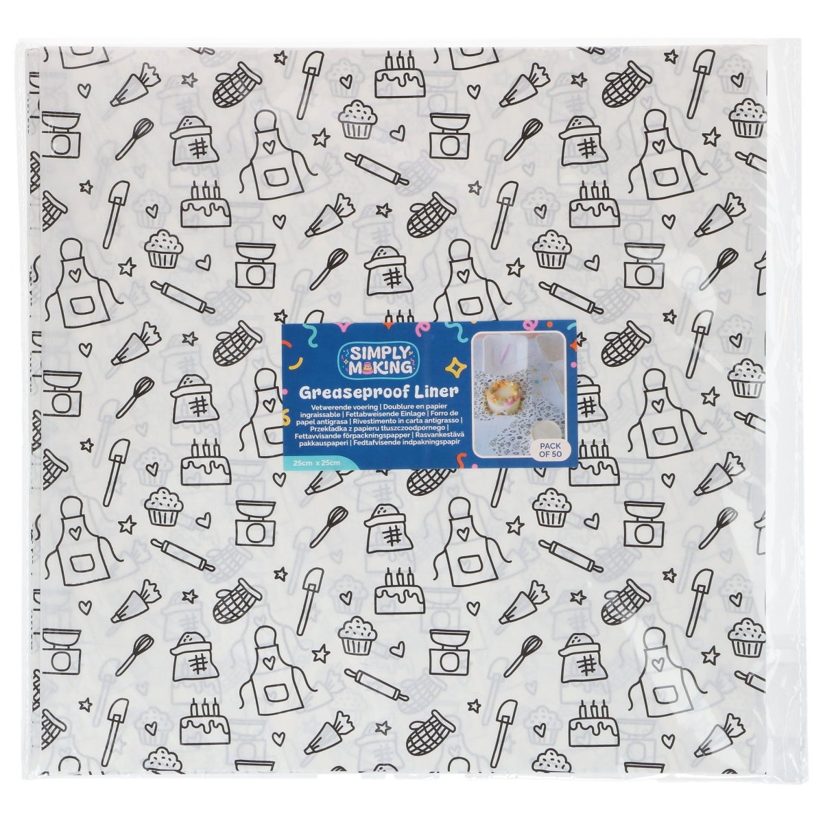 Simply Making Bento Box Liner Baking Fun 25x25 cm pk/50