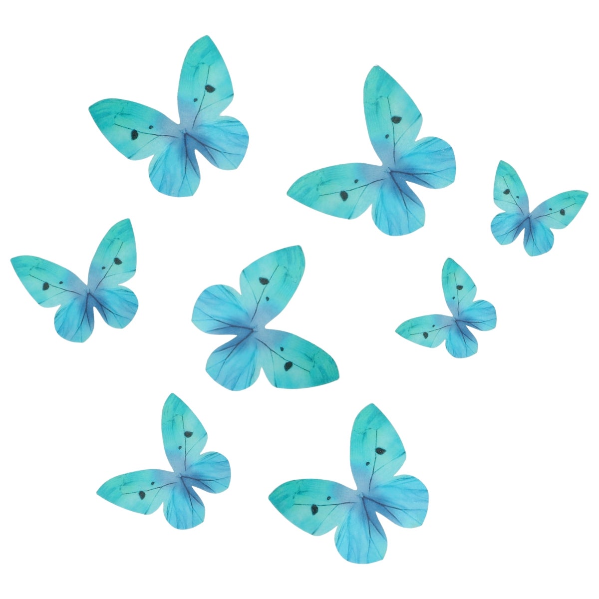 Wilton Edible Wafer Decorations Butterflies Ombre Blue set/8 