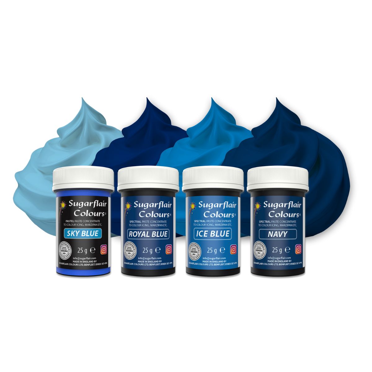 Sugarflair Paste Colour Mixed Blue set/4
