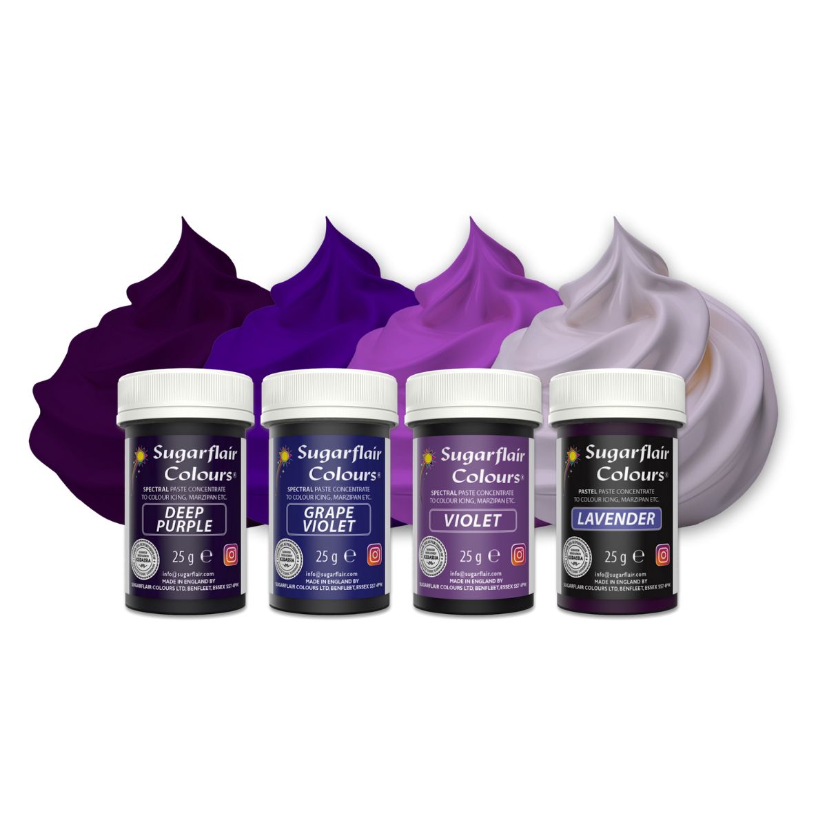 Sugarflair Paste Colour Mixed Purple set/4