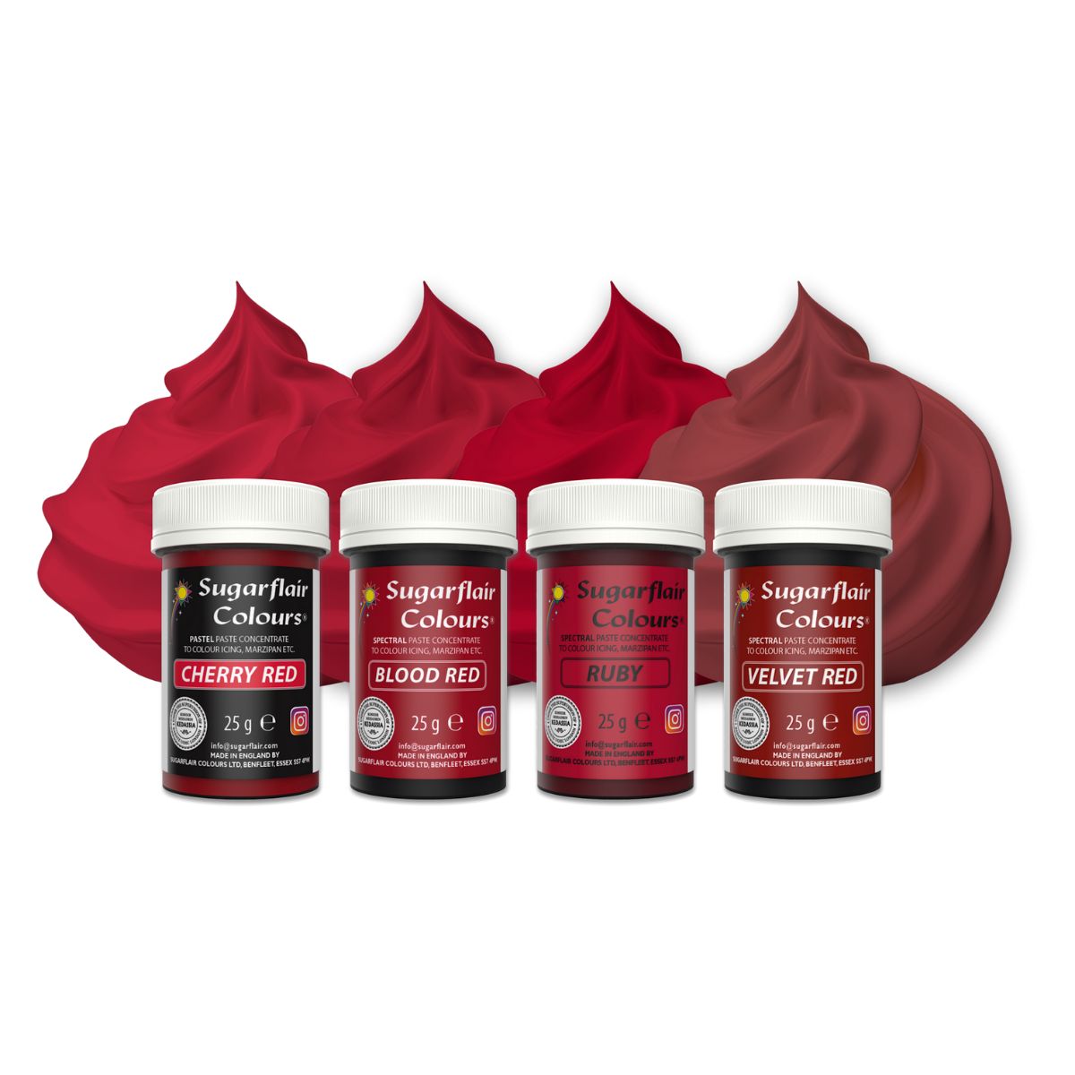 Sugarflair Paste Colour Mixed Red set/4