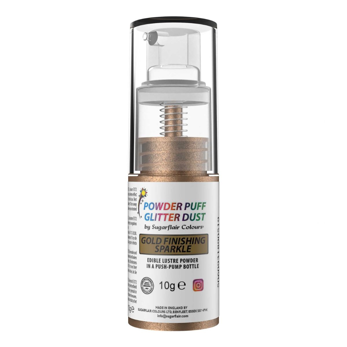 Sugarflair Pump Spray Powder Puff Glitter Dust Gold Finishing 10g