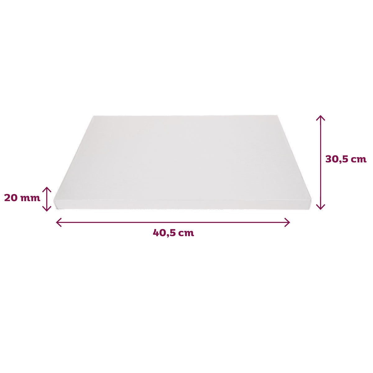 FunCakes Cake Drum Oblong 40x30cm White 20mm