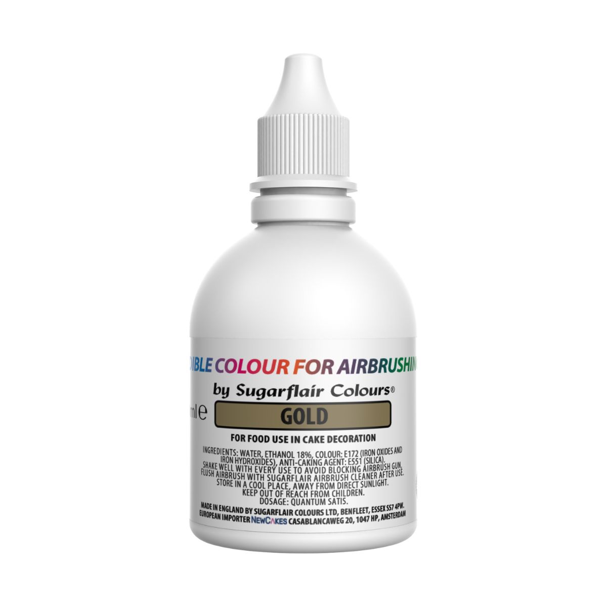 Sugarflair Airbrush Colouring Gold - E171 Free 60ml