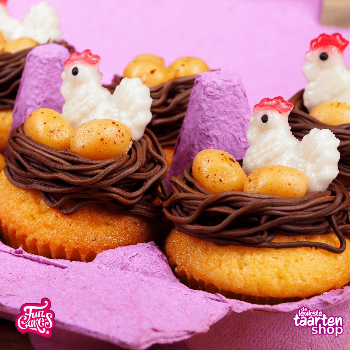 Mini chicken and egg cupcakes