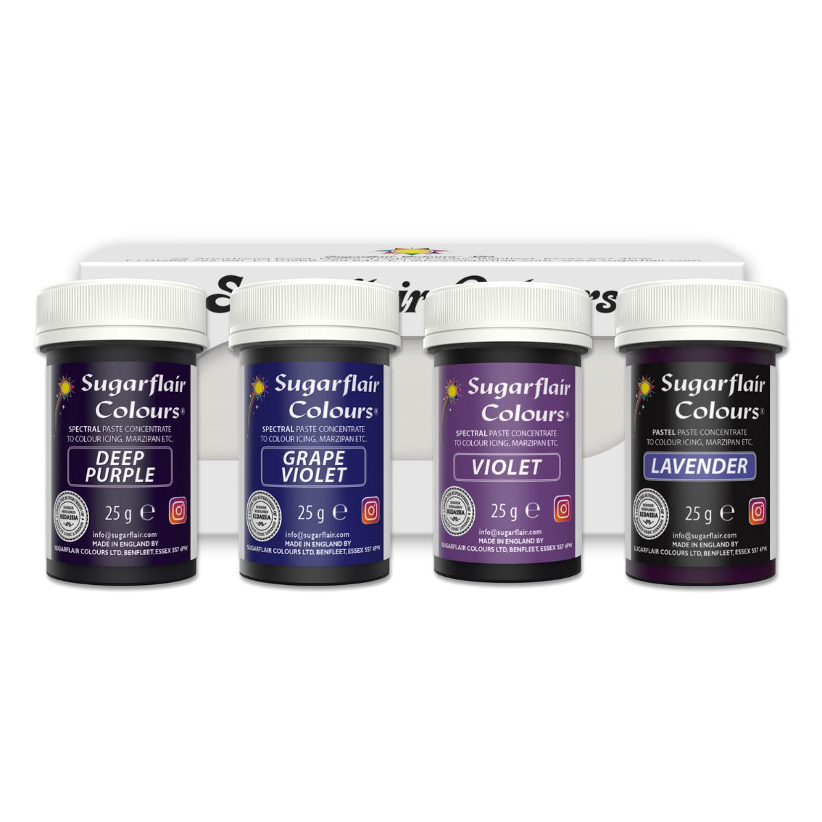 Sugarflair Paste Colour Mixed Purple set/4
