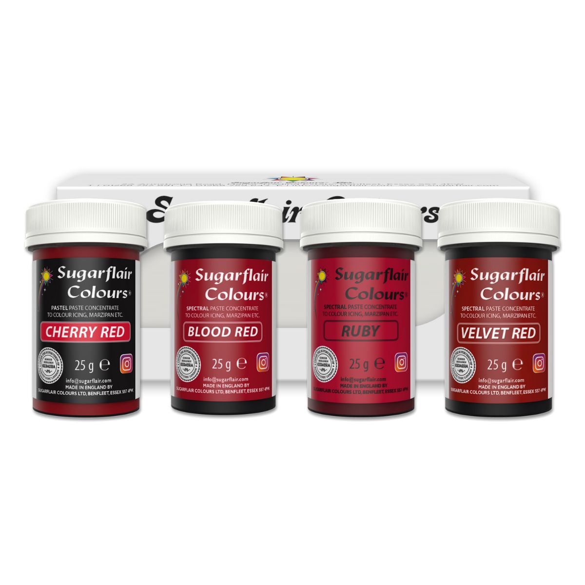 Sugarflair Paste Colour Mixed Red set/4