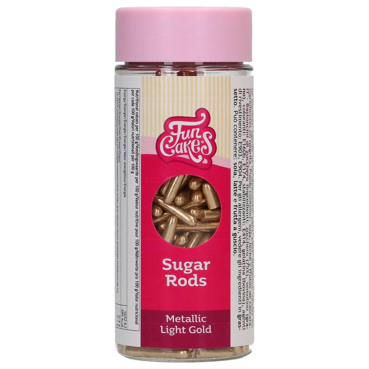 FunCakes Metallic Sugar Rods XL Light Gold 70g
