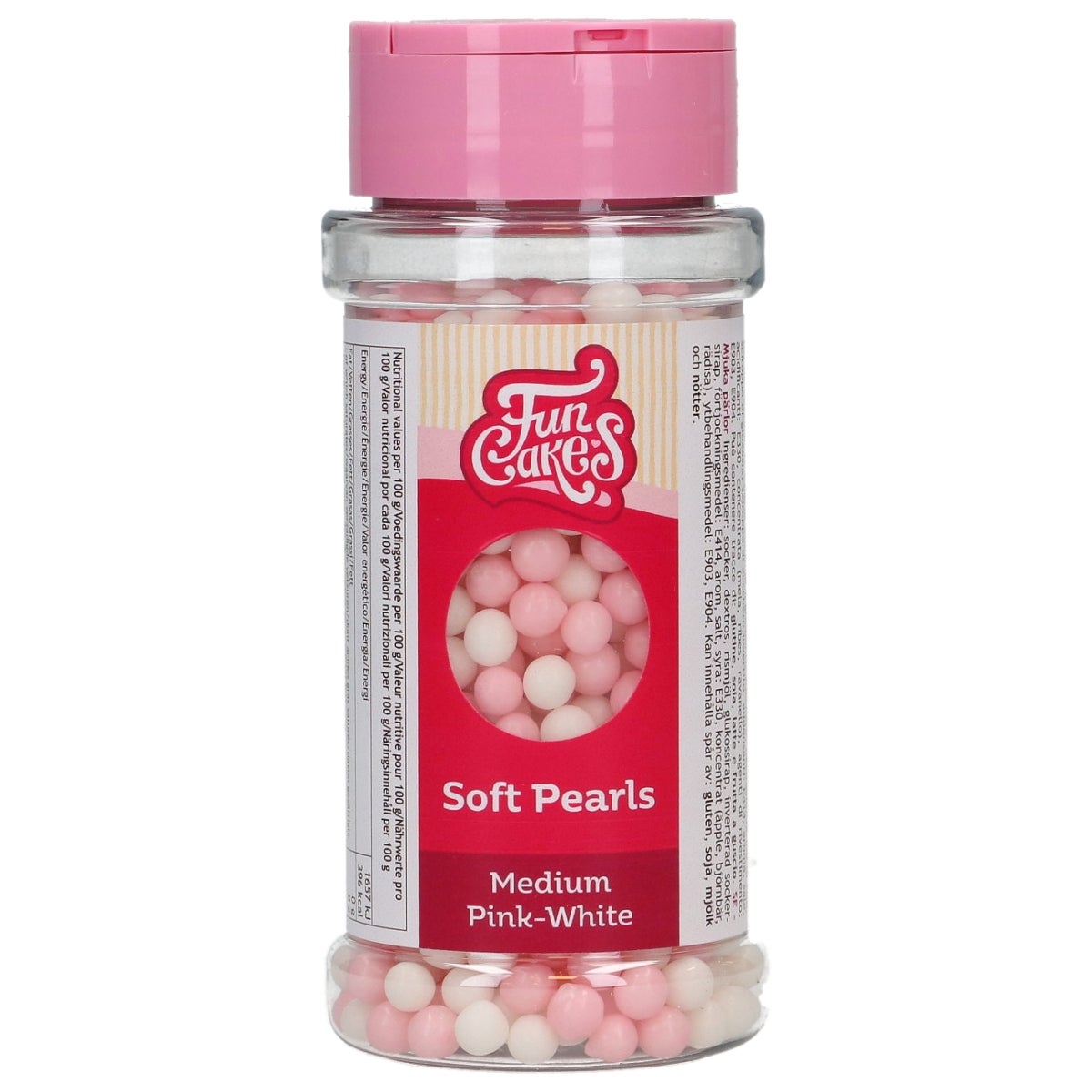 FunCakes Soft Pearls Medium Pink/White 60 g