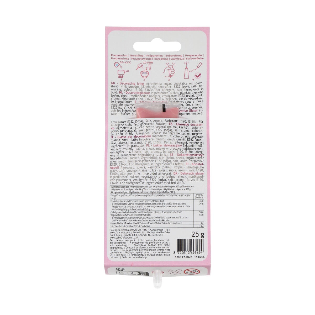 FunCakes Choco Writer Pastel Pink 25g