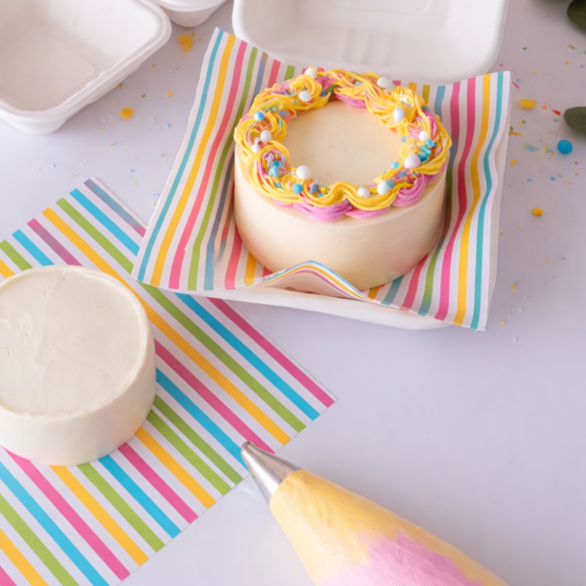 Simply Making Bento Box Liner Rainbow Stripes 25x25 cm pk/50