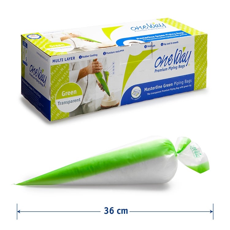 One Way Masterline Piping Bags Green 36 x 20 cm / 14 inch pk/100