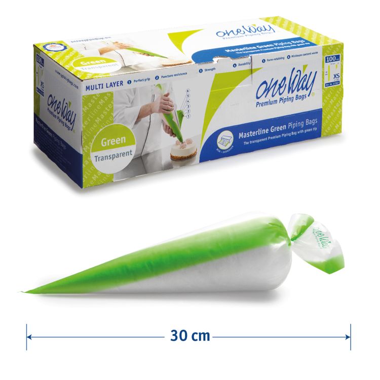 One Way Masterline Piping Bags Green 30 x 17 cm / 12 inch pk/100