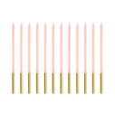 PartyDeco Candles Pink/Gold 12/pcs