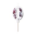 PartyDeco Number Candle 0 - White with Flowers