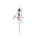 PartyDeco Number Candle 4 - White with Flowers