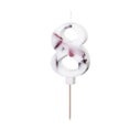 PartyDeco Number Candle 8 - White with Flowers