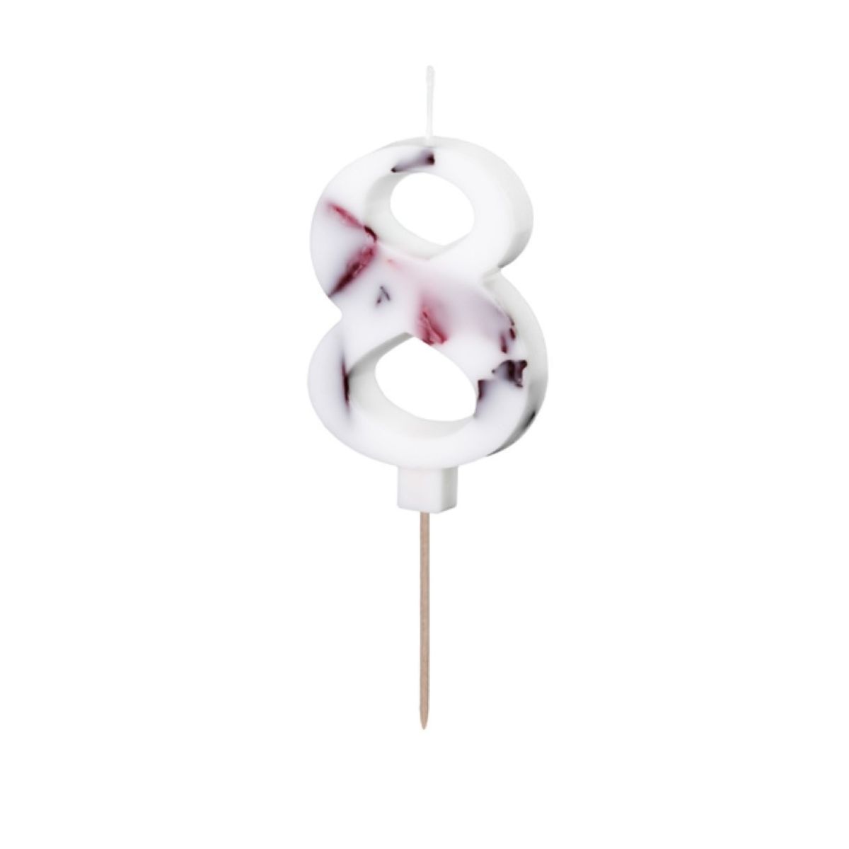 PartyDeco Number Candle 8 - White with Flowers