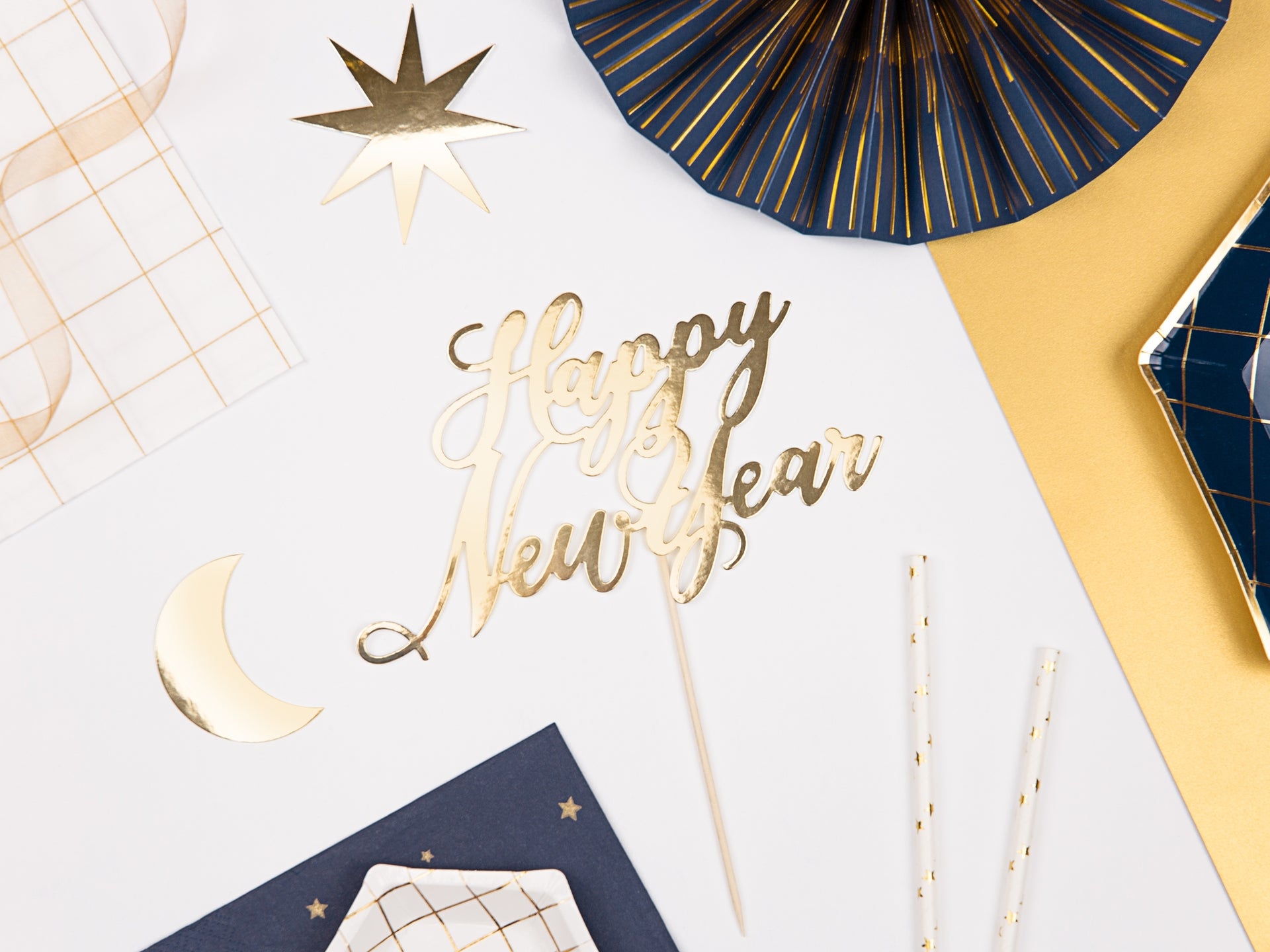 PartyDeco Topper Happy New Year 24cm - Gold