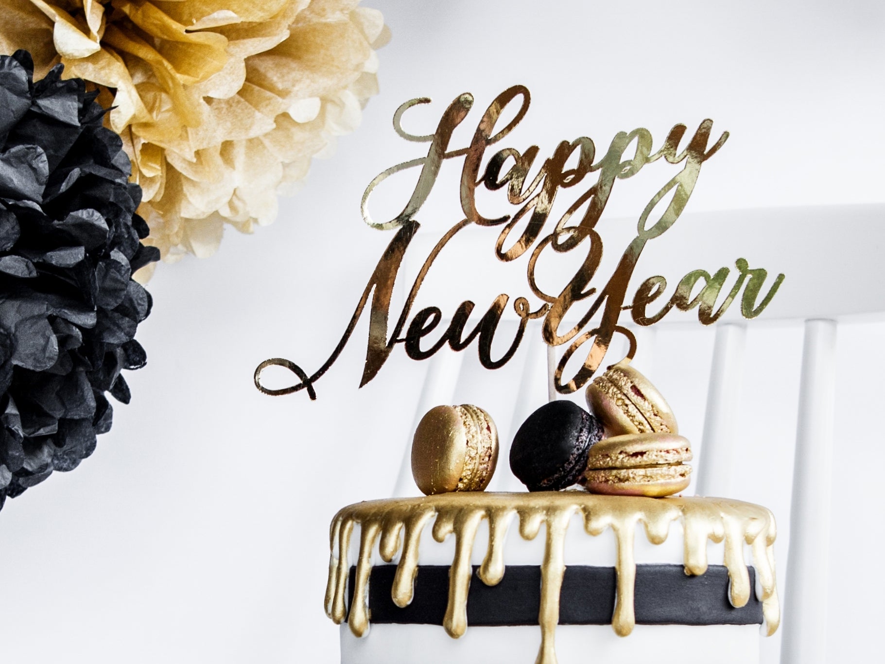 PartyDeco Topper Happy New Year 24cm - Gold