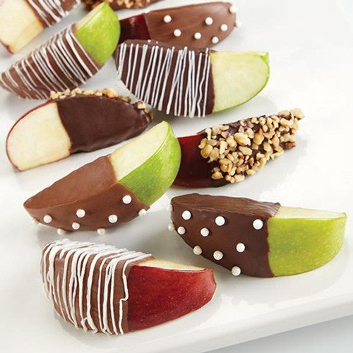 Apple slices with chocolate