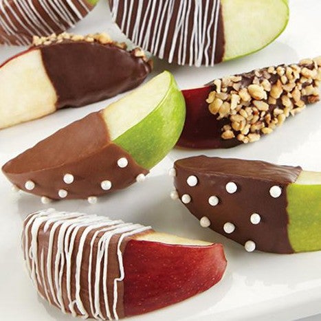 Apple slices with chocolate