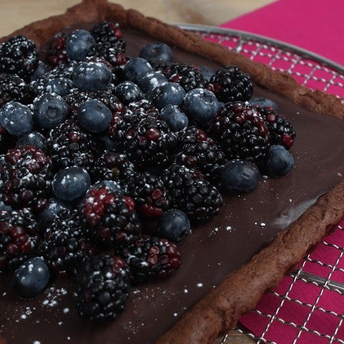 Chocolate ganache harde wener with berries