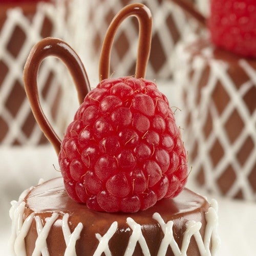 Chocolate marshmallows with raspberries
