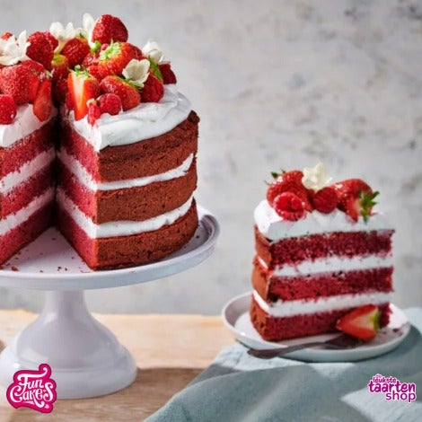 Gluten Free Red Velvet Cake with Whipped Cream and Red Fruit
