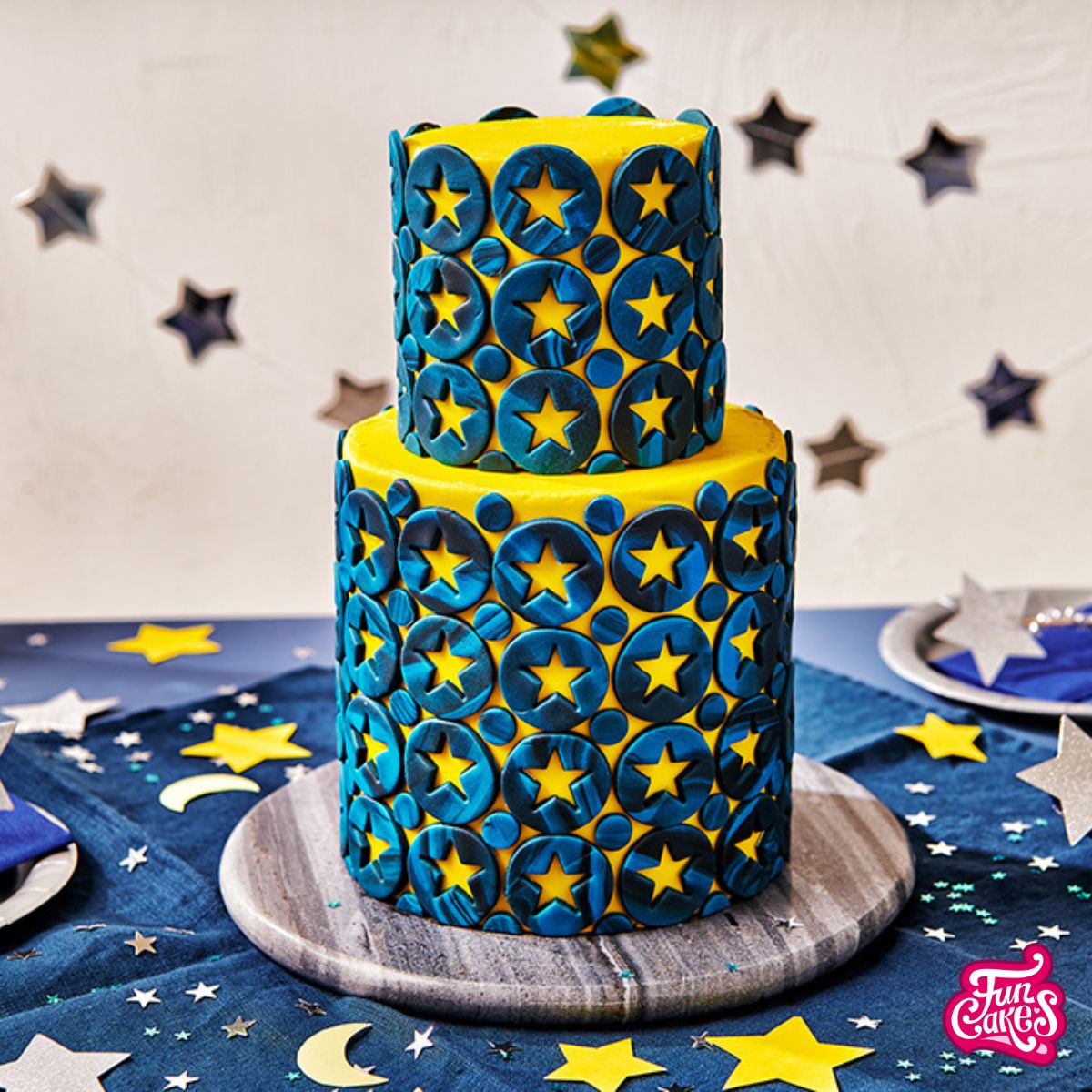 Bella Blue Galaxy Cake with edible stars