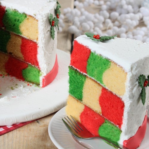 Christmas checkerboard cake
