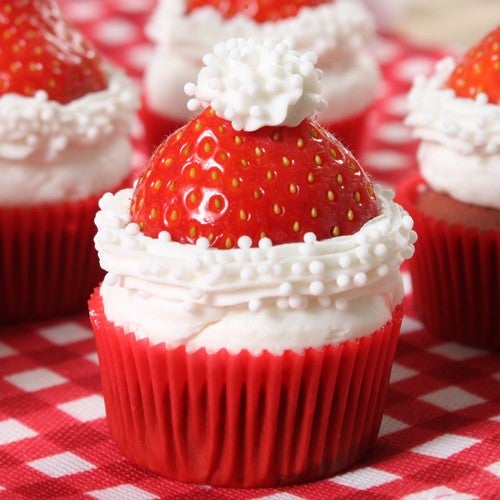 Santa Hat Cupcakes