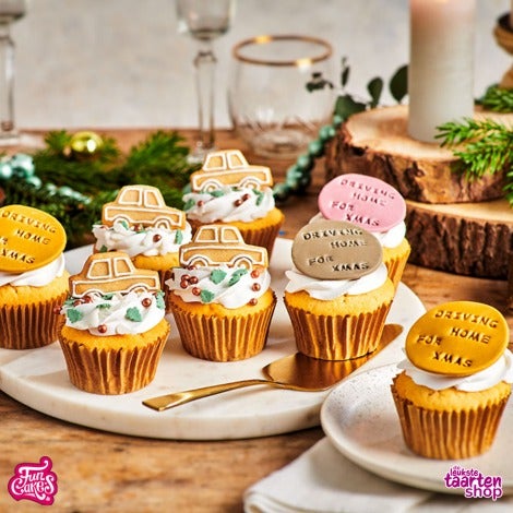 Christmas Cupcakes with Car Cookies