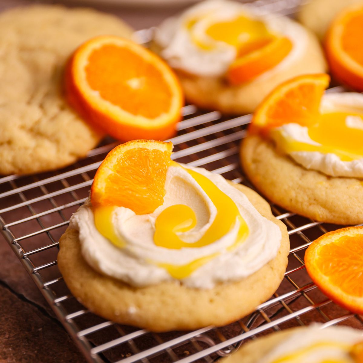 White chocolate cookies with orange curd