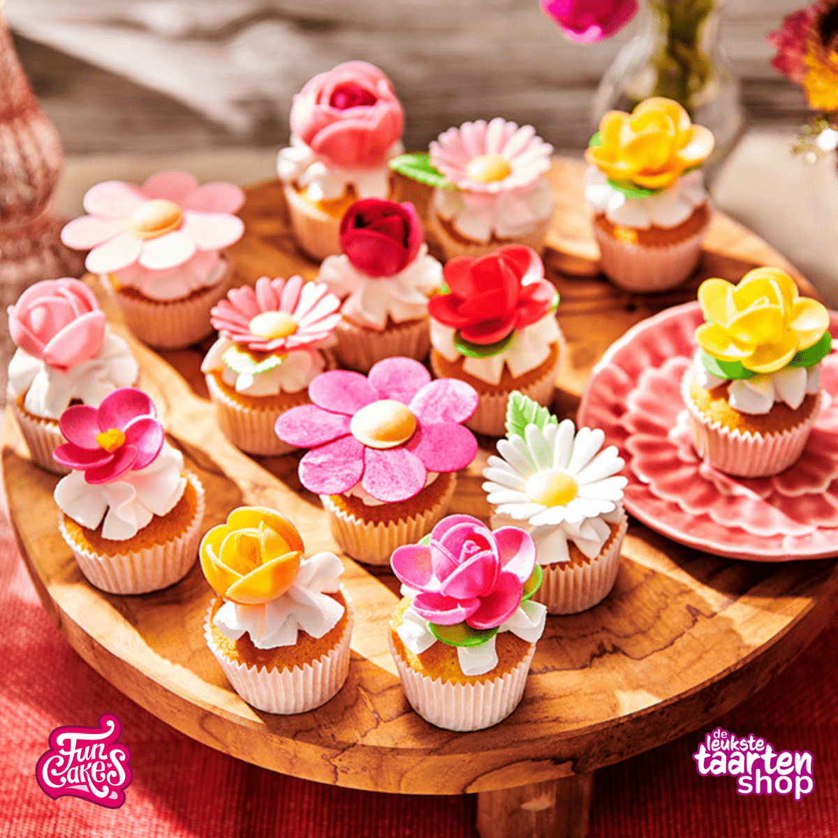 Mini bloemen cupcakes