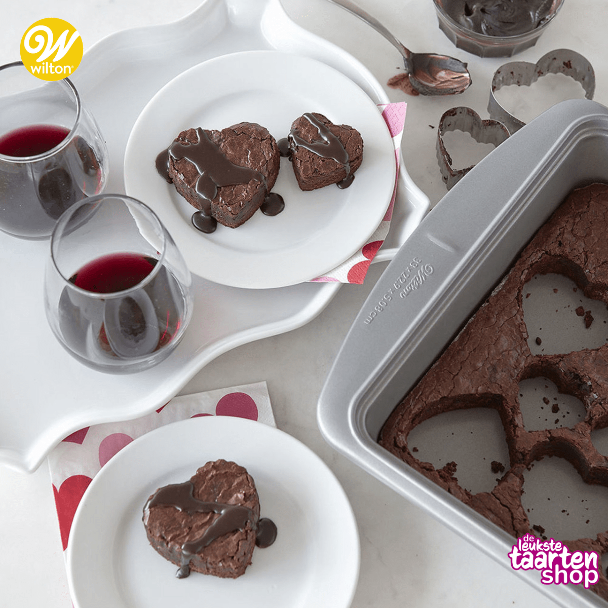 Red Wine Brownie Hearts
