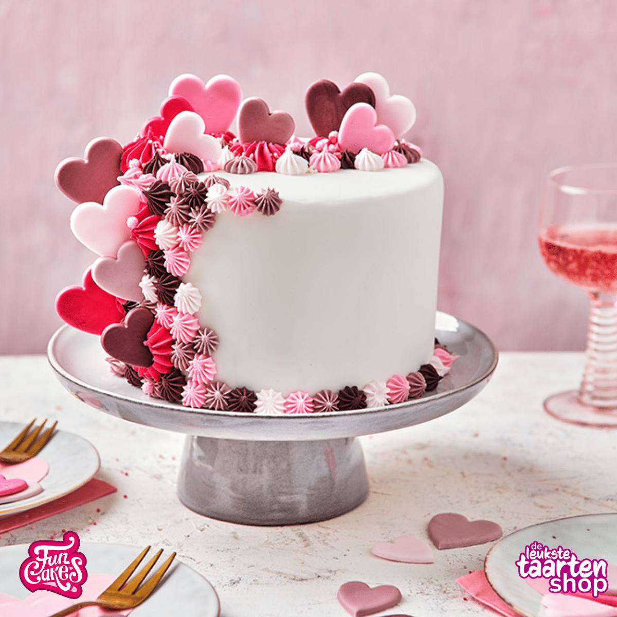 Loving Cake with Sugar Paste Hearts