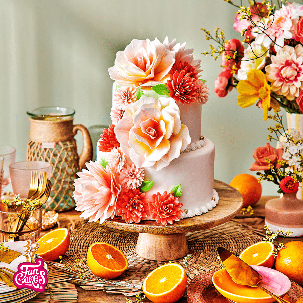 Wedding Cake with Edible Flowers